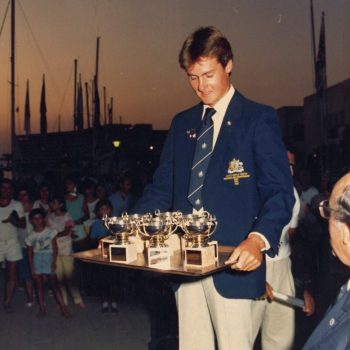 Chris Lawrence Tray of Trophies World Youth Champs Greece